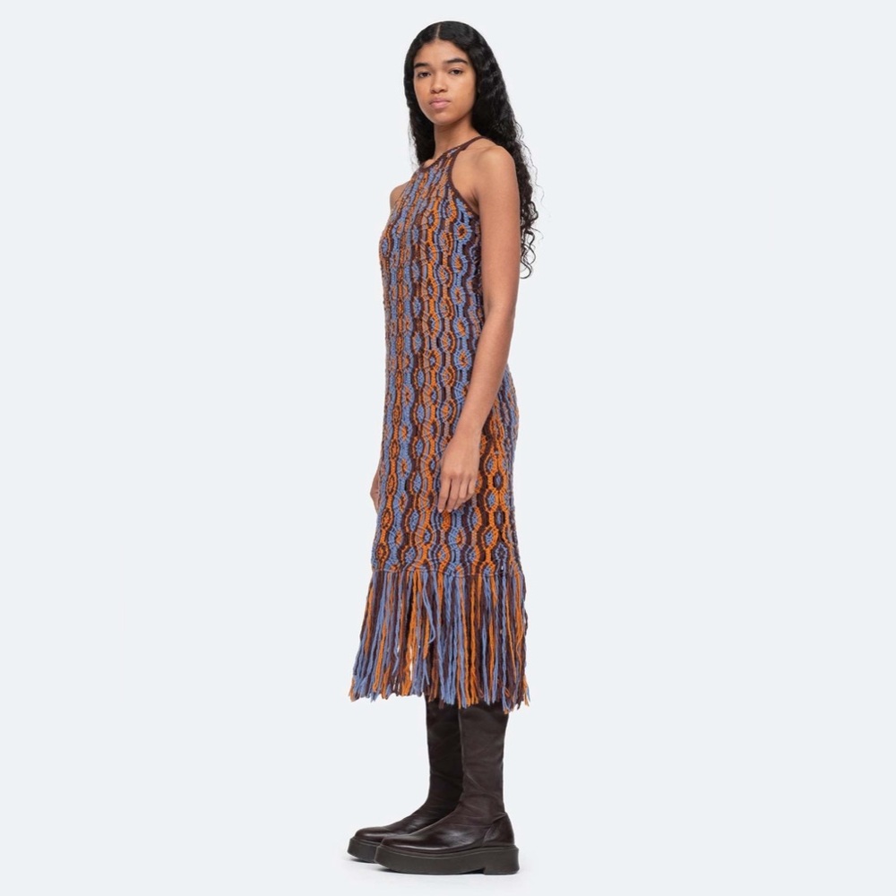 SEA NEW YORK Drew Multicolor Fringe Midi Dress